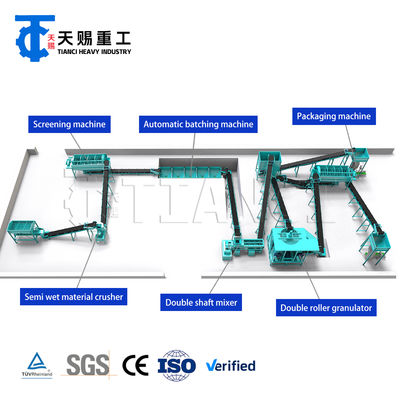 Vollständige Produktionslinie für Mischdünger mit Doppelwalz-Extrusionsgranulator für hochfeste NPK-, Ammoniumphosphat- und Kaliumdüngergranulate